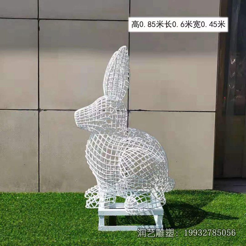 公园不锈钢兔子雕塑 (43)