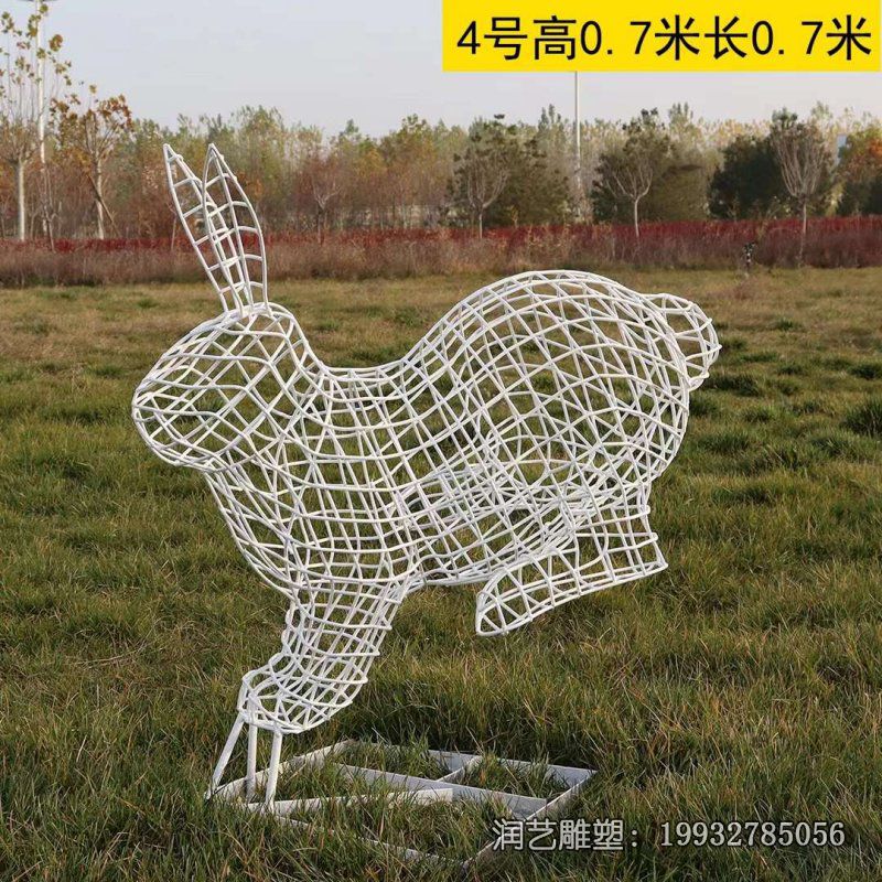 商业街不锈钢兔子雕塑 (15)