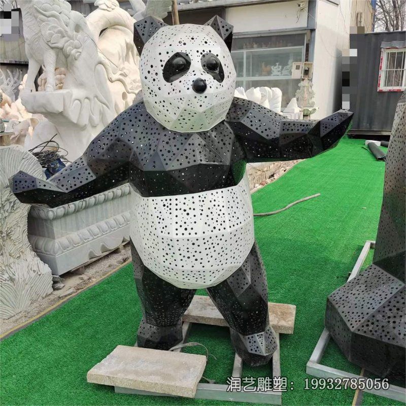 企业熊猫不锈钢雕塑 (8)