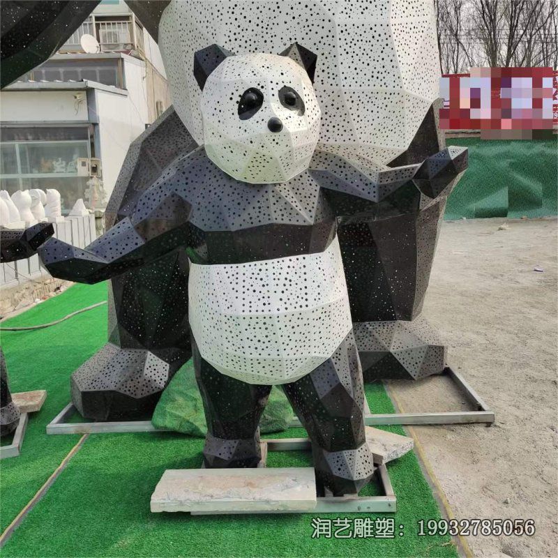 酒店不锈钢熊猫雕塑 (9)